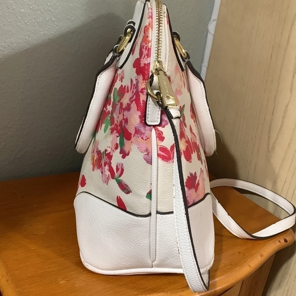 Liz, Claiborne, floral and white satchel